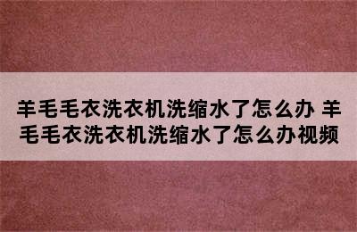 羊毛毛衣洗衣机洗缩水了怎么办 羊毛毛衣洗衣机洗缩水了怎么办视频